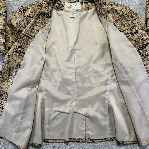 Vintage Norton Mcnaughton Womens Blazer Size 14 Snake Skin Print Jacket Coat - Picture 6 of 16